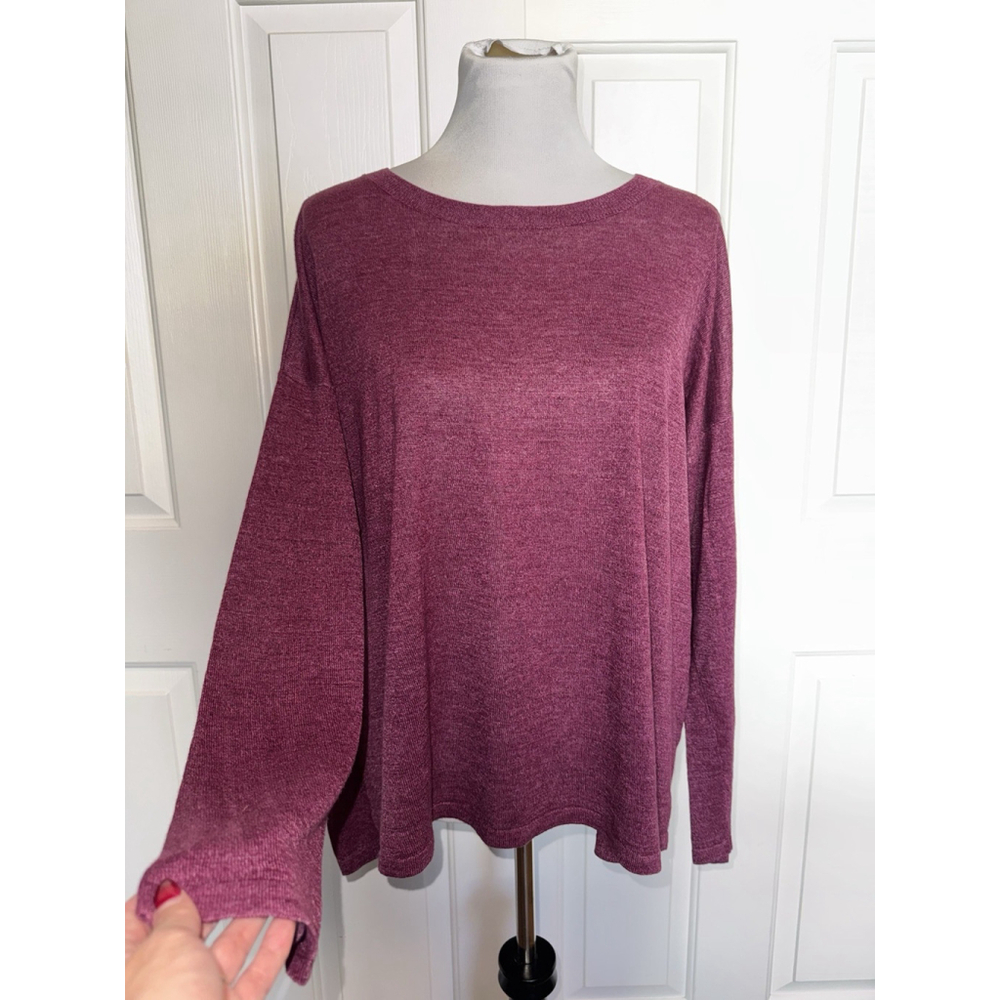 Eileen Fisher Sustainable Hemp Tencel Top L Boxy Minimalist Coastal Grandma